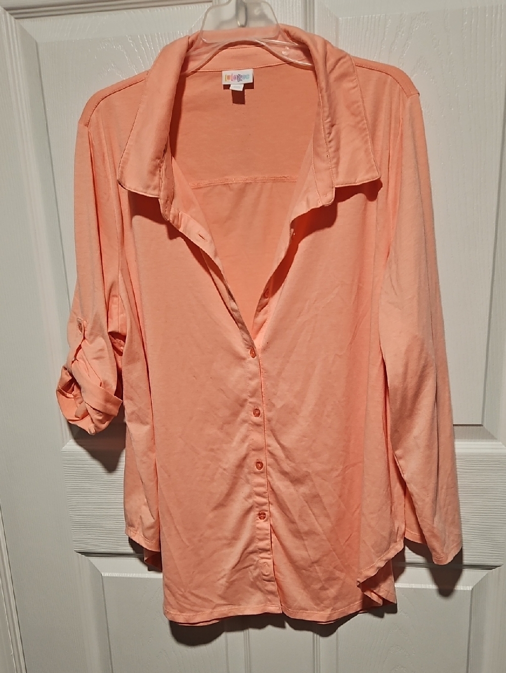 LuLaRoe Peach Button-Down Shirt